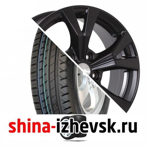Колесо в сборе Viatti Strada (V-130) 205/55 R16 V 91 + СКАД Нагано 6.5xR16 5×114.3 ET45 DIA67.1 Черный матовый в Ижевске